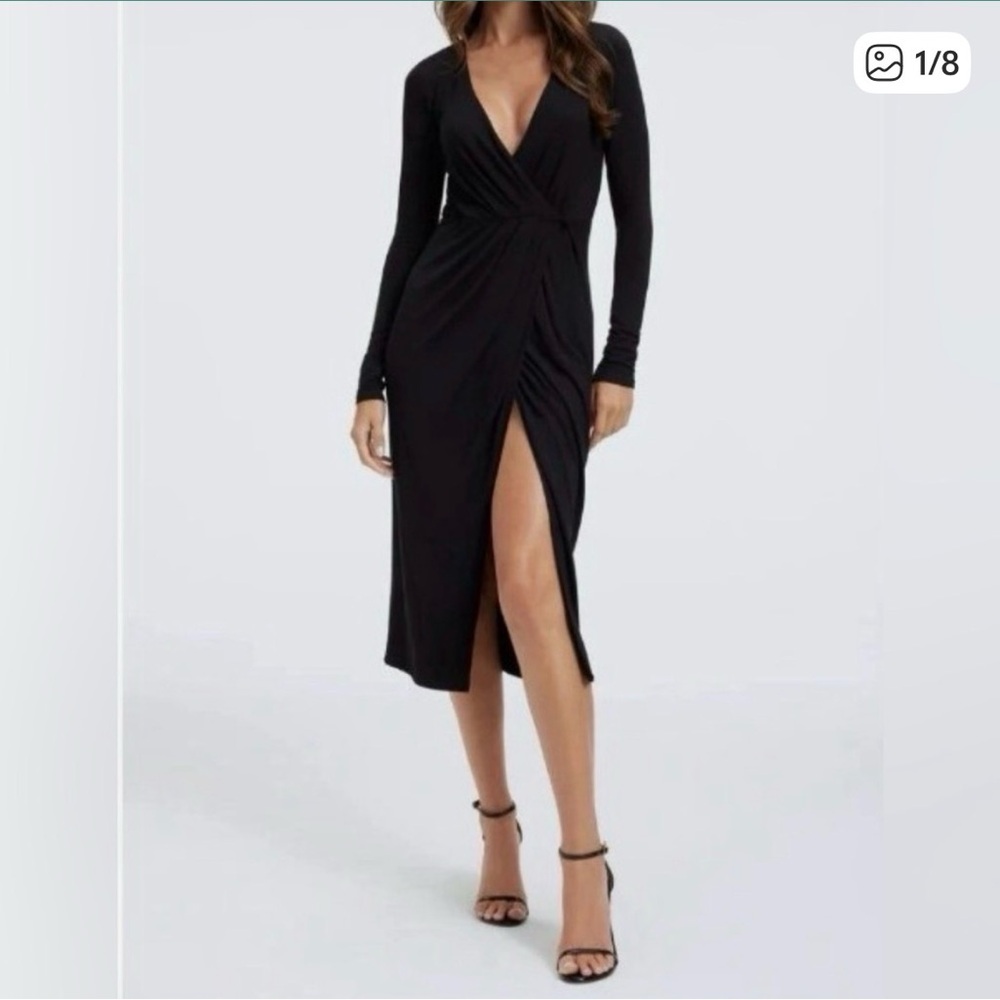 Good American Long Sleeve Wrap Dress